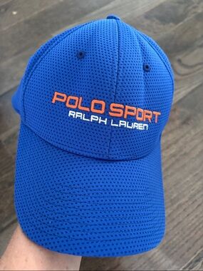 Ralph Lauren Polo Sport Royal Blue Cap with Orange and White Logo, size S/M